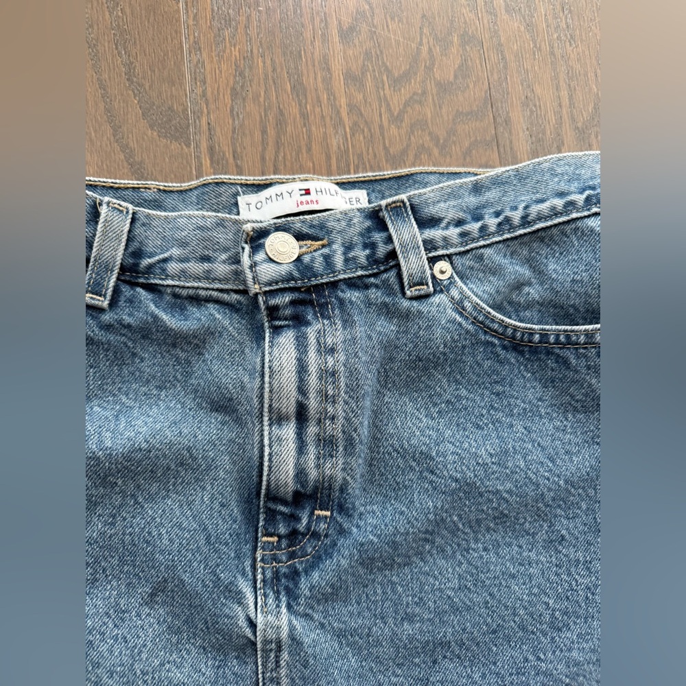 EXC 90's Vintage Tommy Hilfiger Spell Jean Denim Mini Skirt Size 8 Y2K - Picture 3 of 16
